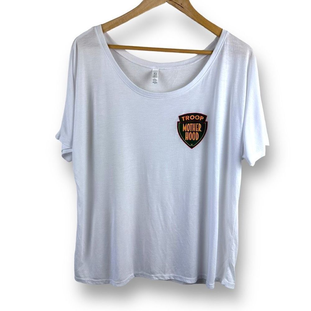 Bella + Canvas Womens‎ White Troop Mother Hood Short Sleeve Shirt Top Large